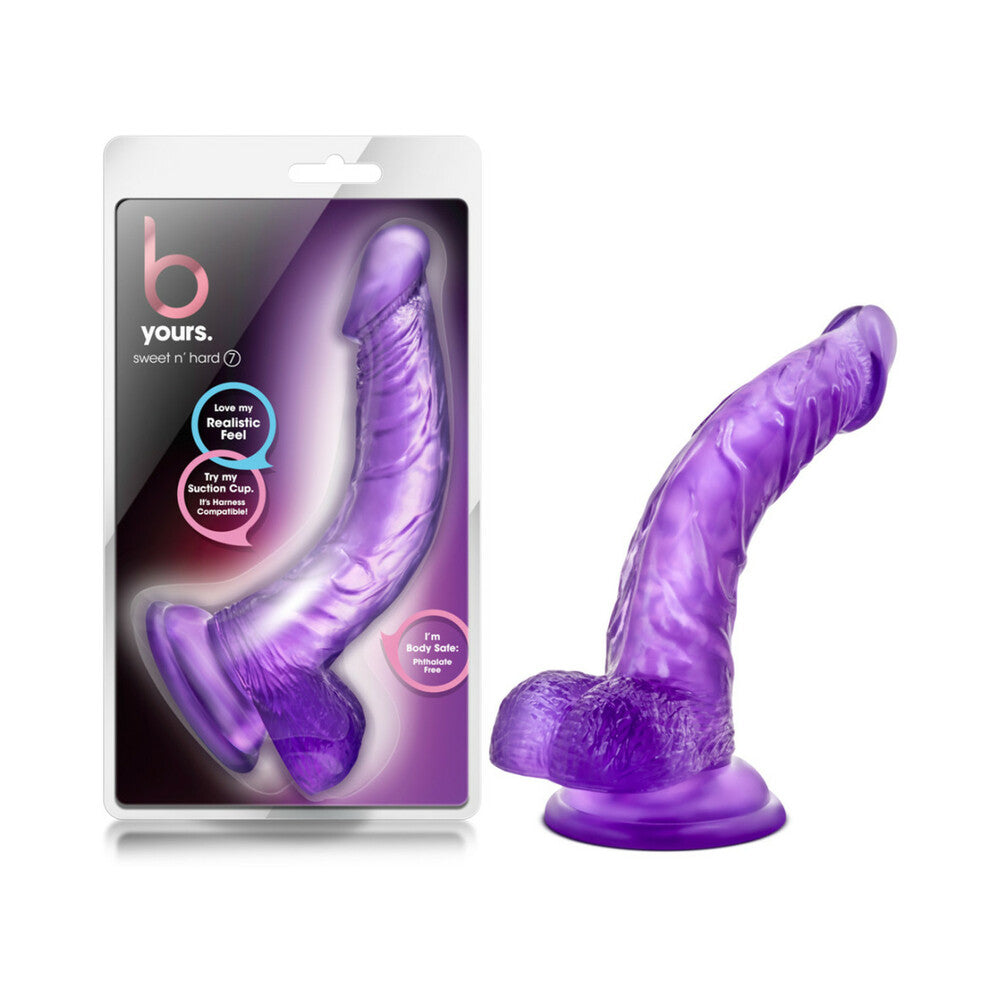 Blush B Yours Sweet ''n Hard 7 Realistic 8.5 in. Dildo with Balls & Suction Cup Purple
