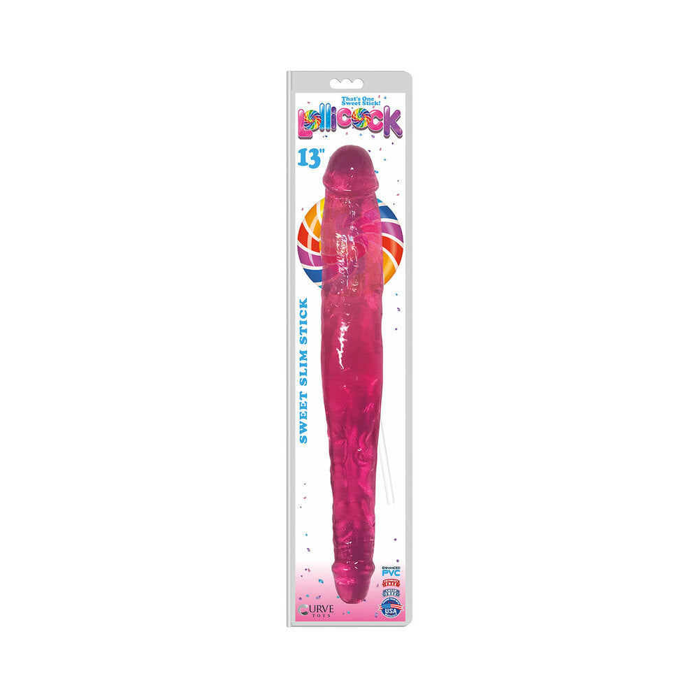 Curve Toys Lollicock Sweet Slim Stick 13 in. Dual Ended Dildo Cherry