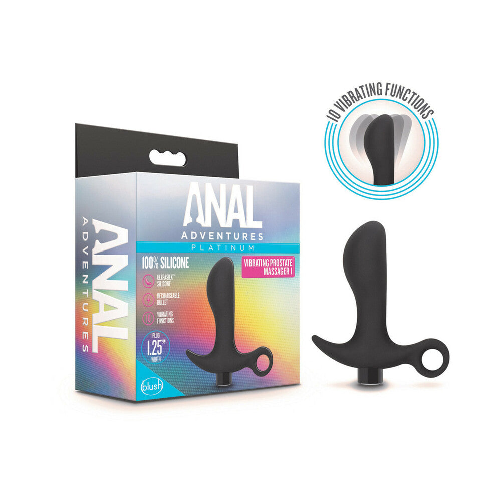 Blush Anal Adventures Platinum Silicone Rechargeable Vibrating Prostate Massager 01 Black