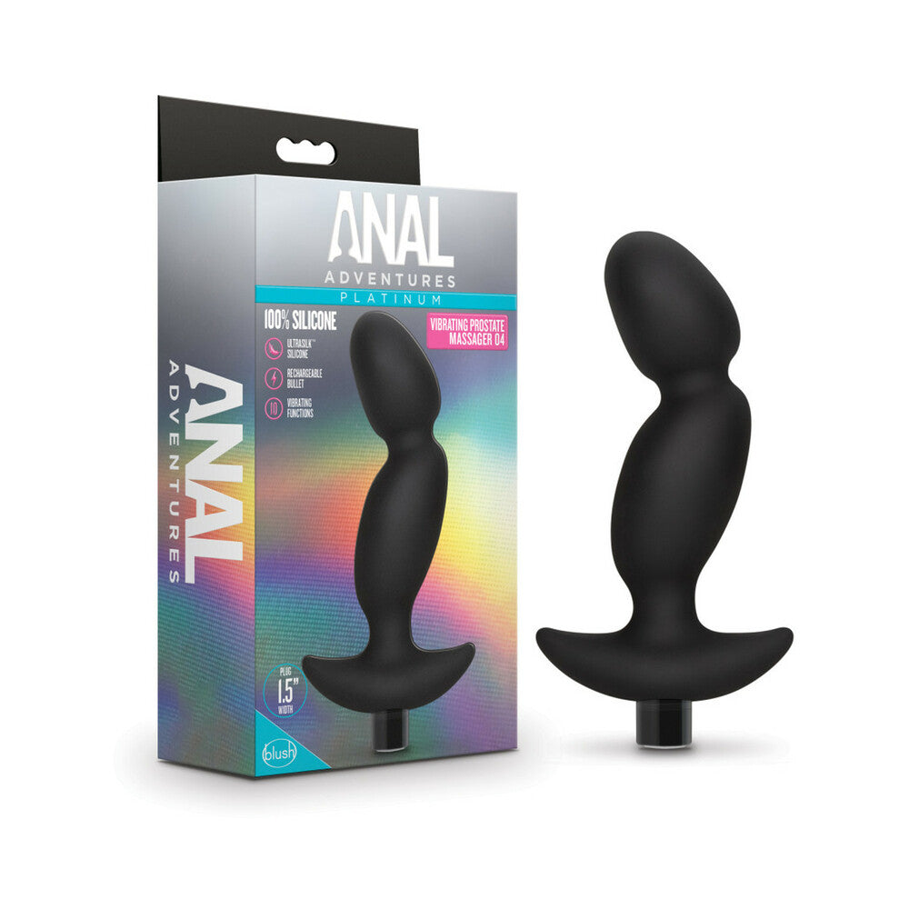 Blush Anal Adventures Platinum Silicone Rechargeable Vibrating Prostate Massager 04 Black