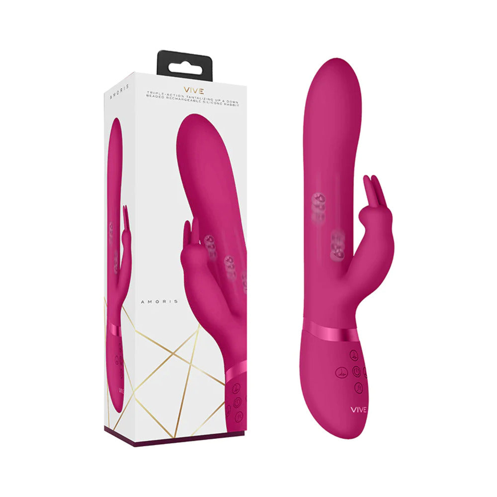 VIVE AMORIS Rechargeable Stimulating Bead Silicone Rabbit Vibrator Pink