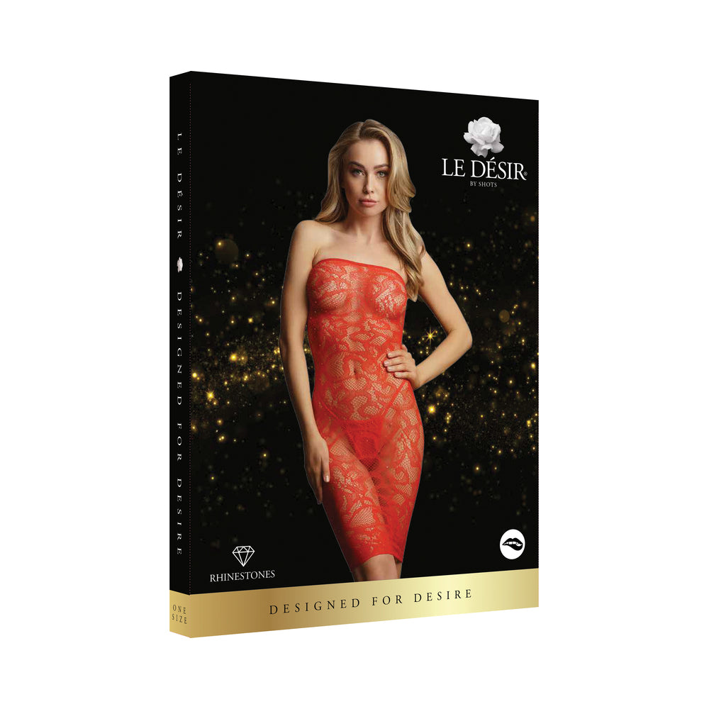 Shots Le Desir Star Rhinestone Dress Red O/S