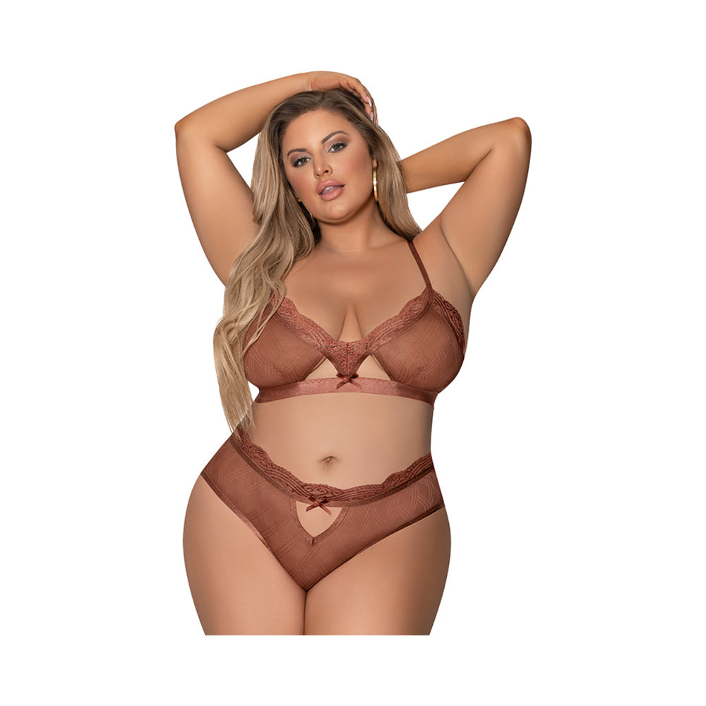 Magic Silk Caramel Kiss Bralette & G-String Panty Caramel Queen Size