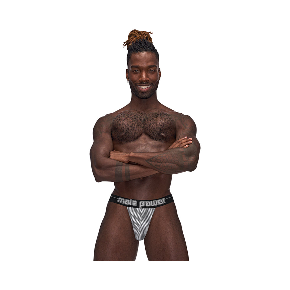 Male Power Sexagon Strappy Ring Jock Gray S/M