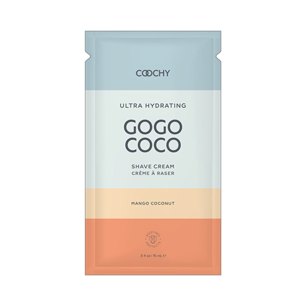 Coochy Ultra Hydrating Shave Cream Mango Coconut .35 fl oz./10 ml Foil 24-Piece Bulk Bag