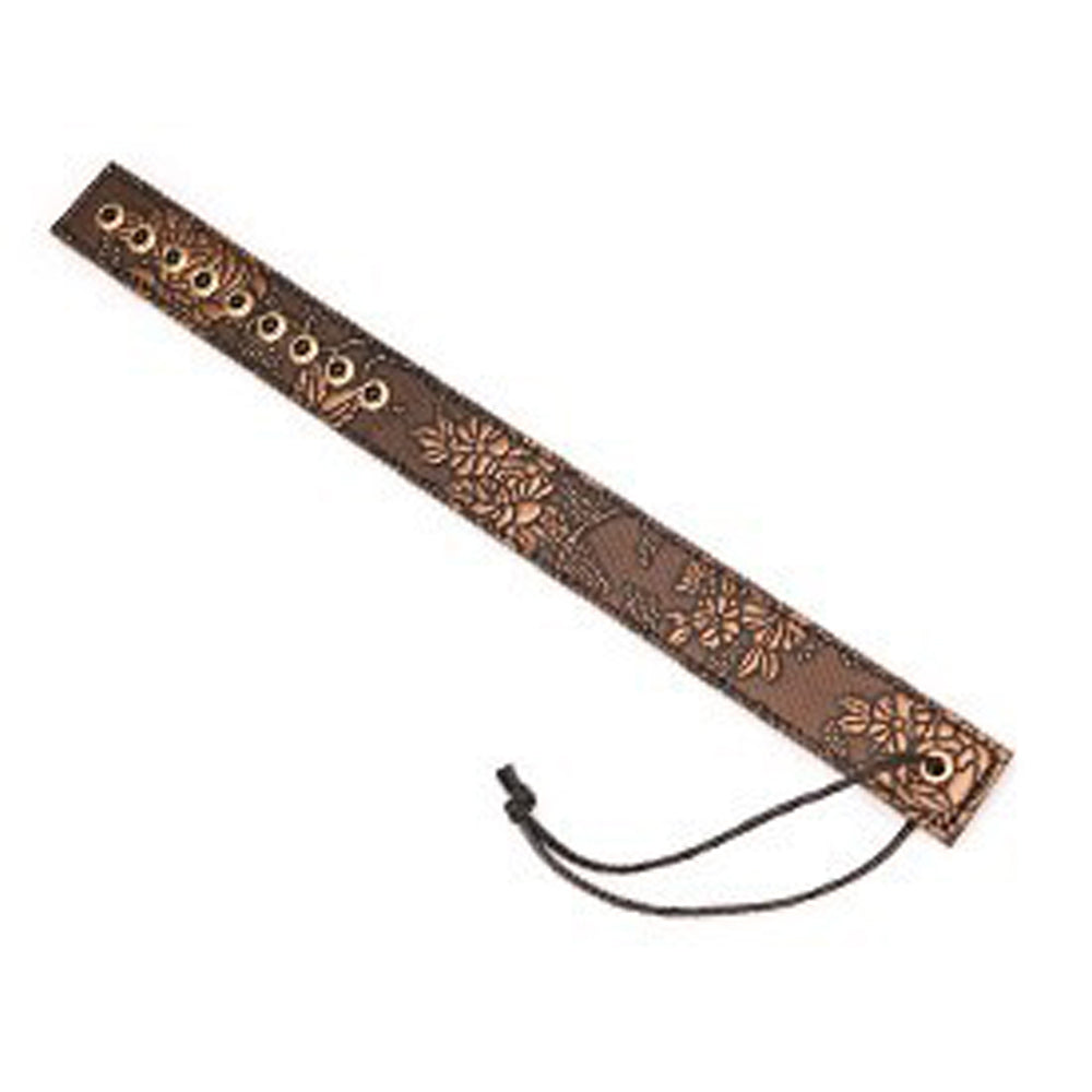 Spartacus Paddle Brown PU Floral Print With Gems