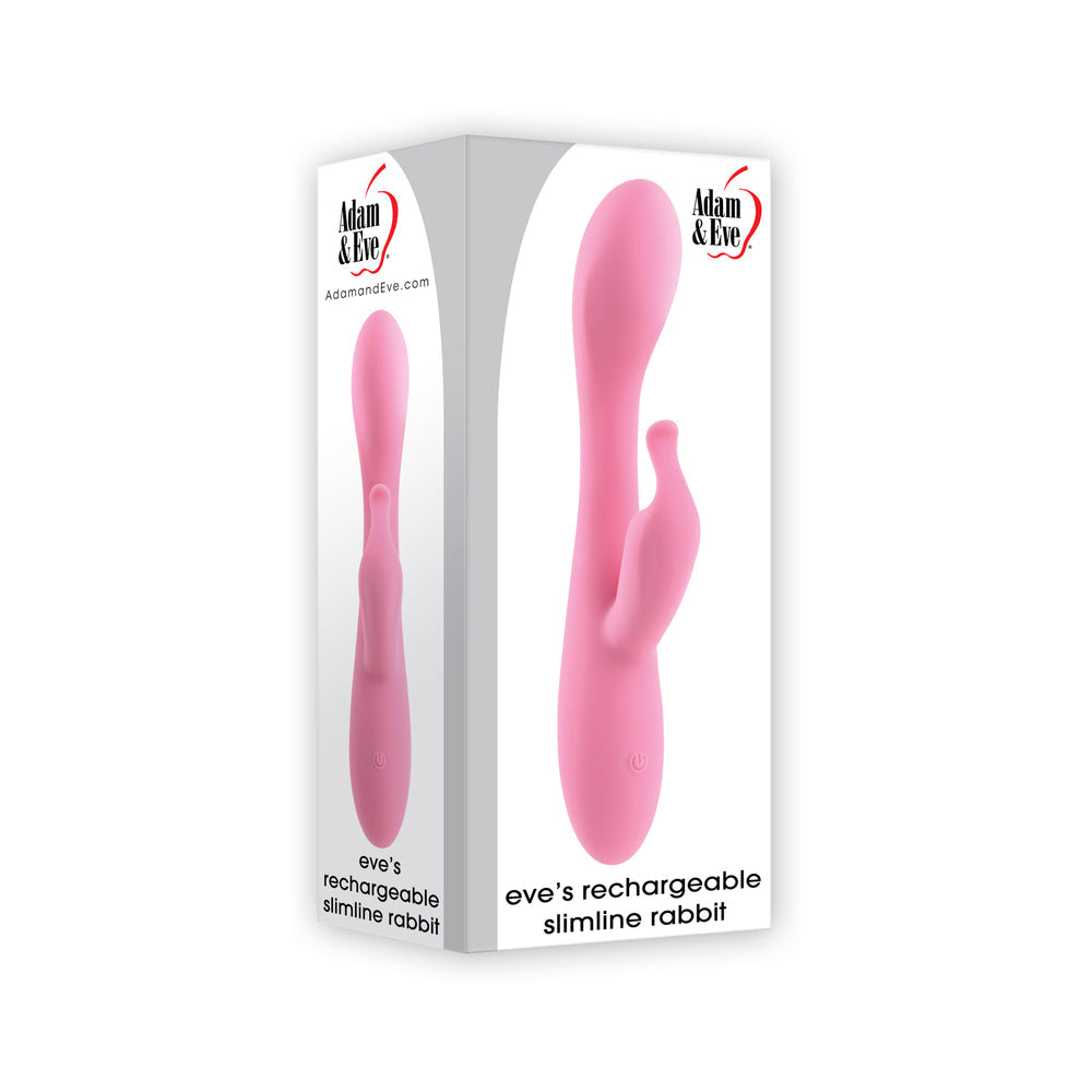 Adam & Eve Eve''s Rechargeable Silicone Slimline Rabbit Vibrator Pink