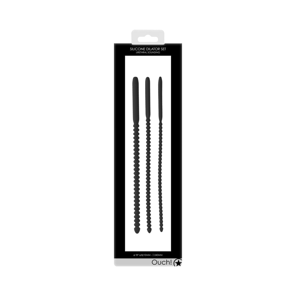 Ouch! Urethral Sounding Silicone Dilator Kit Black 6 mm / 8 mm / 10 mm
