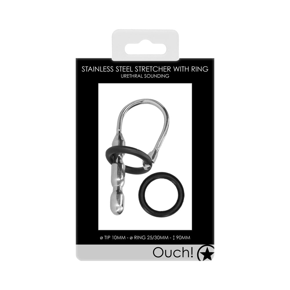 Ouch! Urethral Sounding Stainless Steel Stretcher With Ring 10 mm