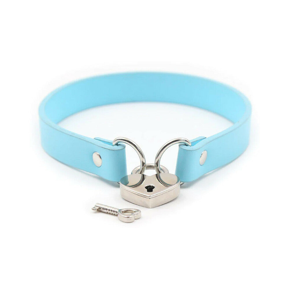 Ple''sur PVC Collar With Heart Lock & Key Aqua Bag Packaging