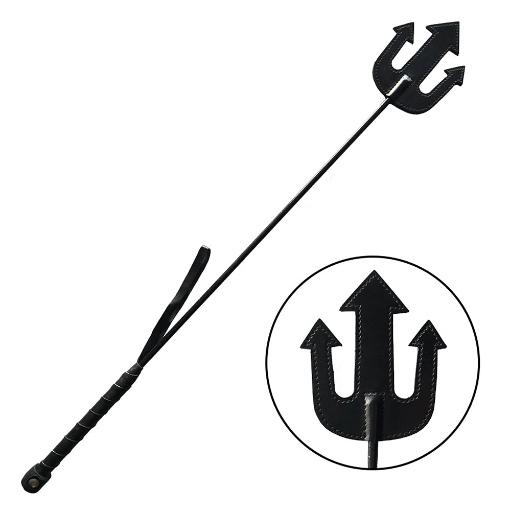 Rouge Leather Devil Riding Crop Black