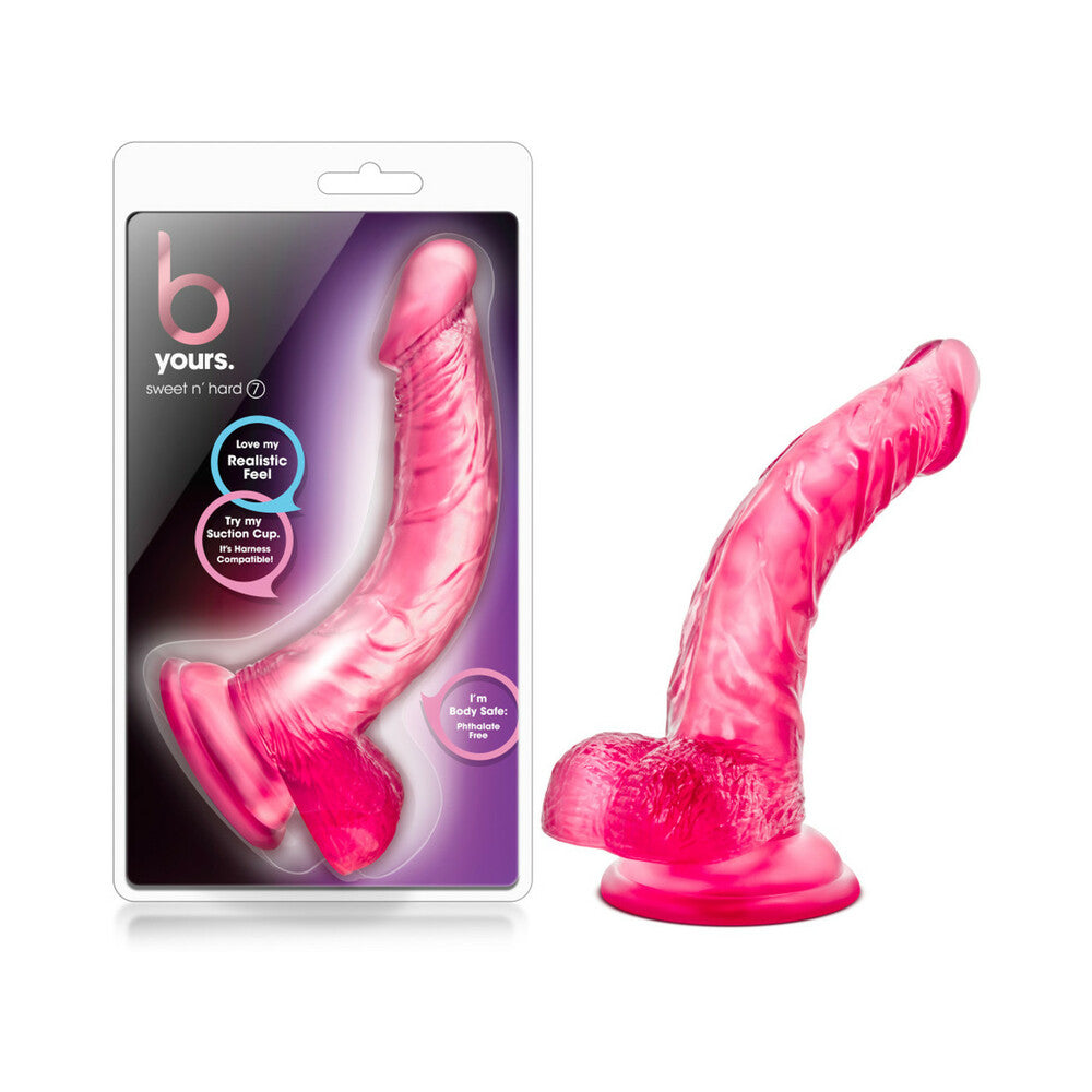 Blush B Yours Sweet ''n Hard 7 Realistic 8.5 in. Dildo with Balls & Suction Cup Pink