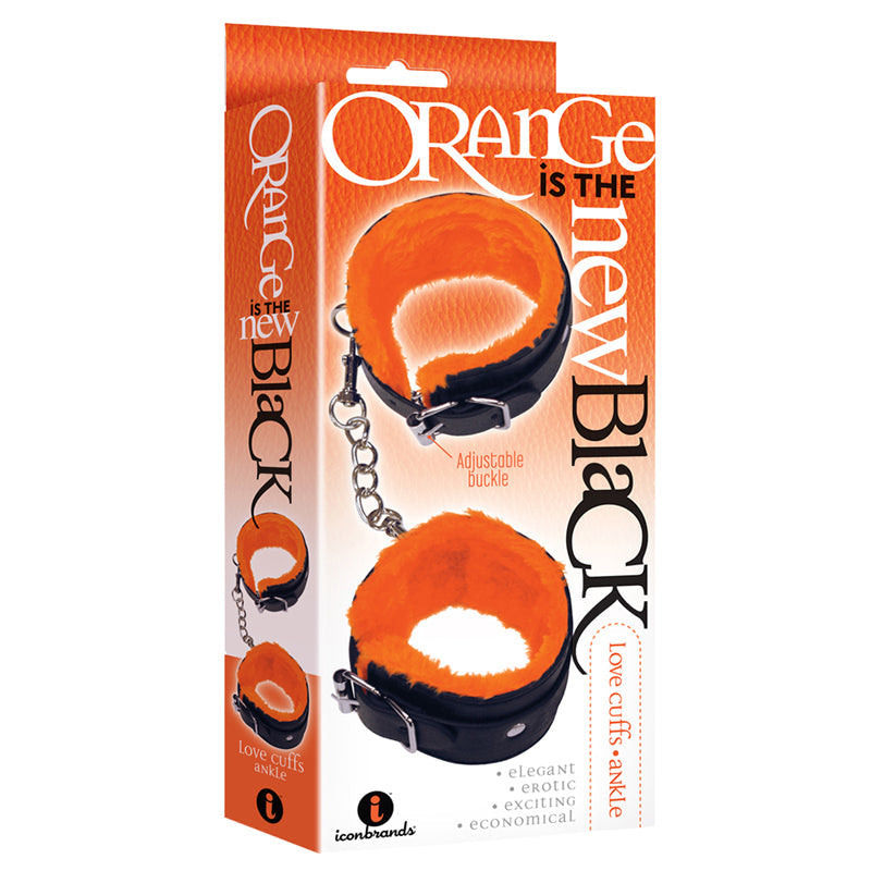 The 9''s, Orange Is The New Black, Love Cuffs, Ankle Faux Leather, Black with Furry Orange Lining