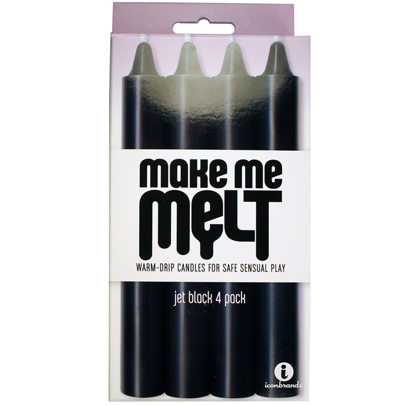 The 9''s, Make Me Melt Sensual Warm-Drip Candles, 4 Pack, Jet Black