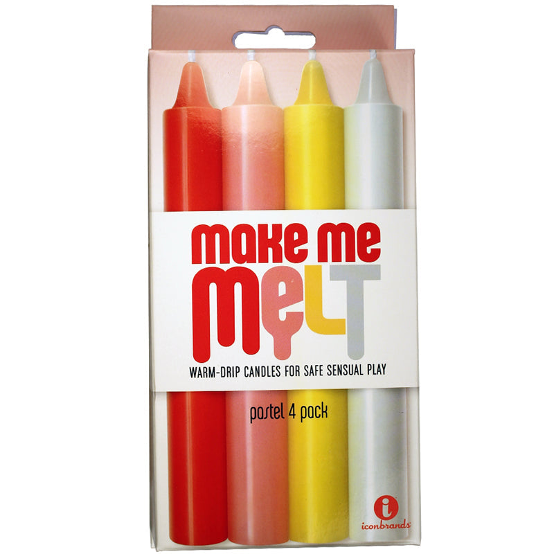 The 9''s, Make Me Melt Sensual Warm-Drip Candles, 4 Pack, Pastel