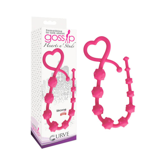 Curve Toys Gossip Hearts N Studs Silicone Nubbed Anal Beads Magenta