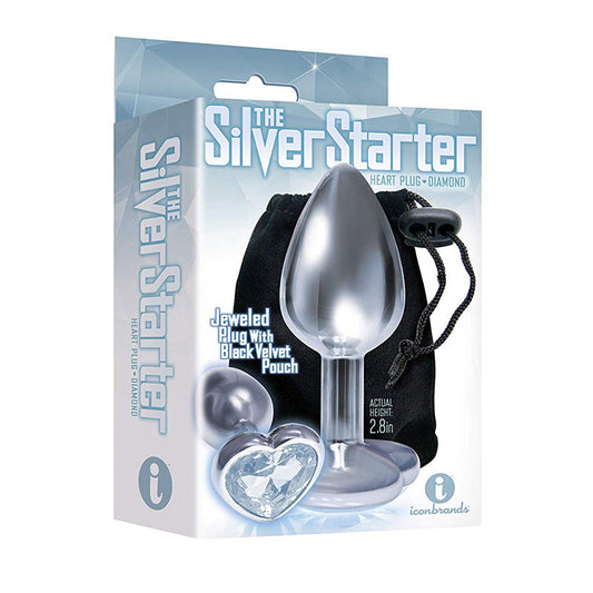 The 9''s, The Silver Starter, Bejeweled Heart Stainless Steel Plug, Diamond