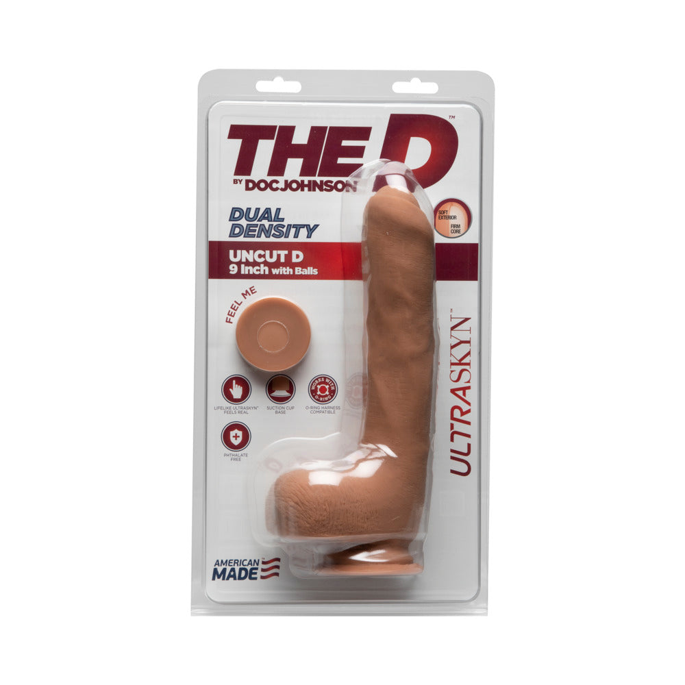The D - Uncut D - 9 in w/ Balls - ULTRASKYN Caramel