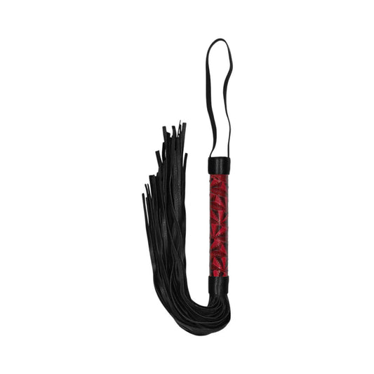 Ouch! Luxury Diamond-Patterned Whip Flogger Burgundy
