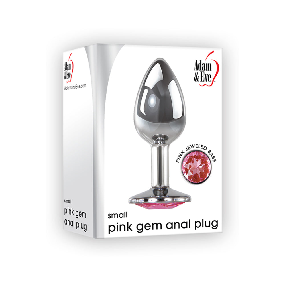 Adam & Eve Metal Anal Plug With Pink Gemstone Base Small