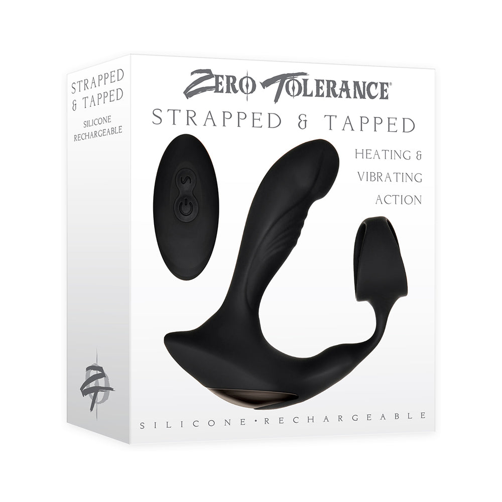 Zero Tolerance Strapped & Tapped Heating, Vibrating Prostate Massager, C-Ring Black