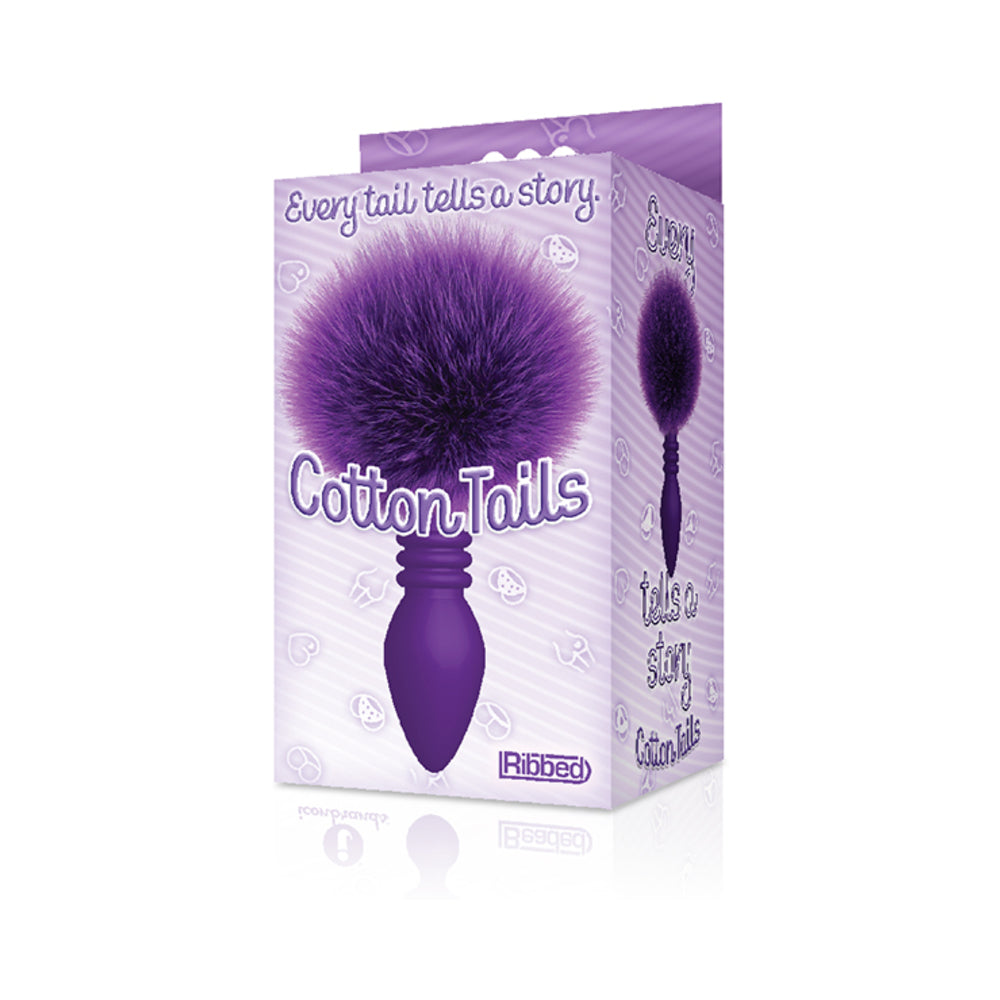 The 9''s Cottontails Silicone Bunny Tail Butt Plug Ribbed Purple