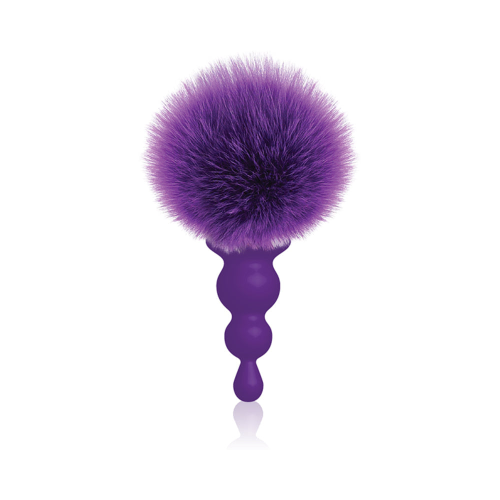 The 9''s Cottontails Silicone Bunny Tail Butt Plug Beaded Purple