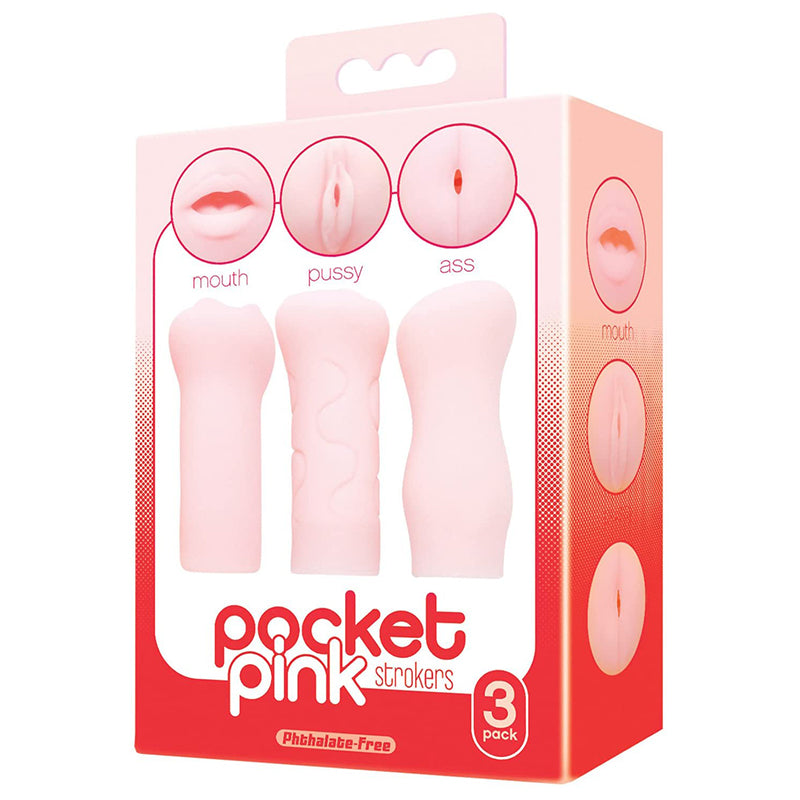 The 9''s Pocket Pink Mini Masturbator Trio