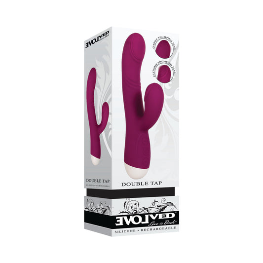 Evolved Double Tap Rechargeable Silicone Thumping Dual Stimulator Burgundy