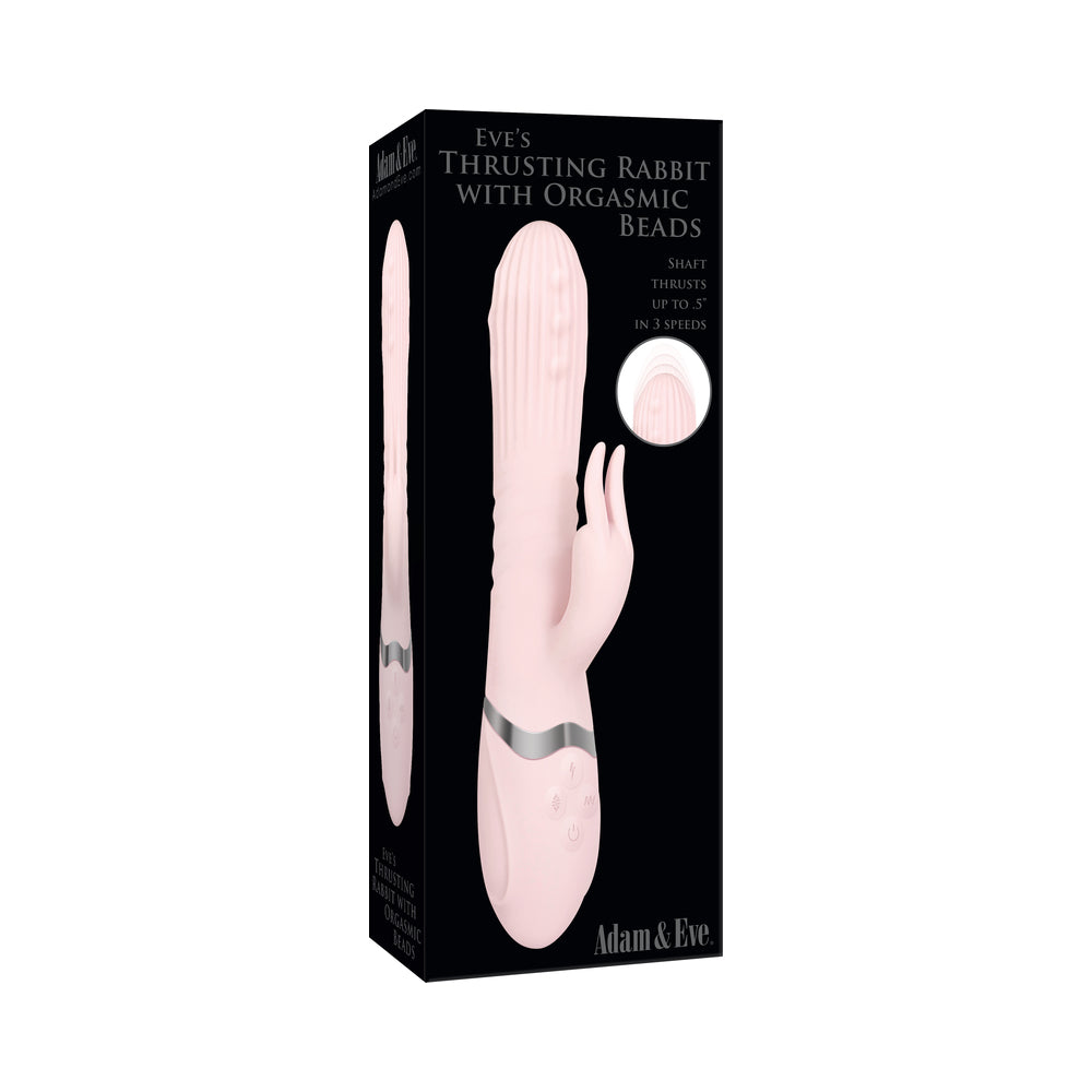 Adam & Eve Eve''s Thrusting Rabbit With Orgasmic Beads Rabbit Vibrator Light Pink