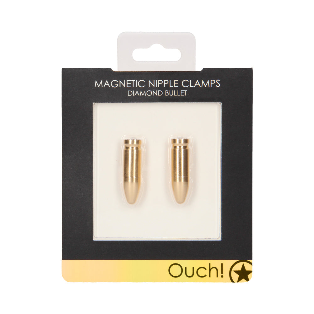 Ouch! Diamond Bullet Magnetic Nipple Clamps Gold