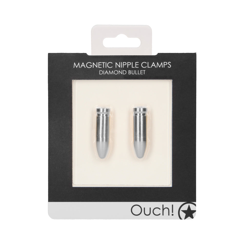 Ouch! Diamond Bullet Magnetic Nipple Clamps Silver