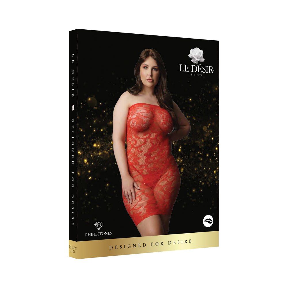 Shots Le Desir Star Rhinestone Dress Red Queen Size