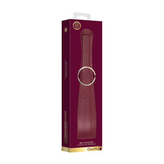 Ouch! Halo Ringed Belt Flogger Burgundy