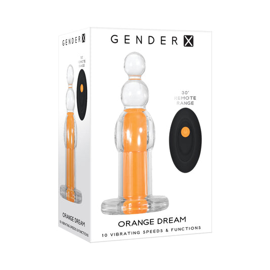 Gender X Orange Dream Rechargeable Remote-Controlled Vibrating Beaded Anal Plug Clear/Orange
