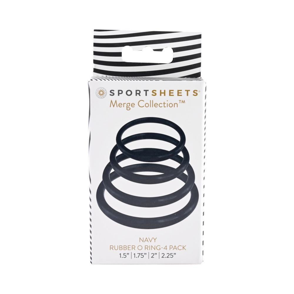 Sportsheets Merge Collection Navy Rubber O-Ring 4-Pack