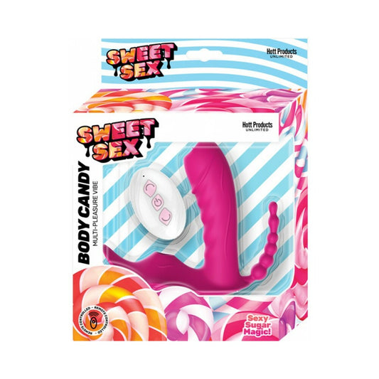 Sweet Sex Body Candy Silicone Tongue/Beads/Suction Vibe Magenta