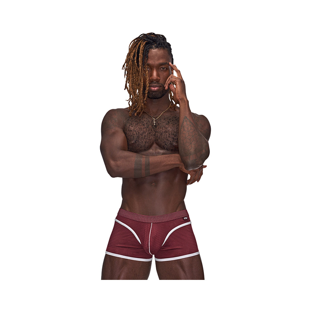 Male Power Sport Mesh Sport Mini Short Burgundy XL