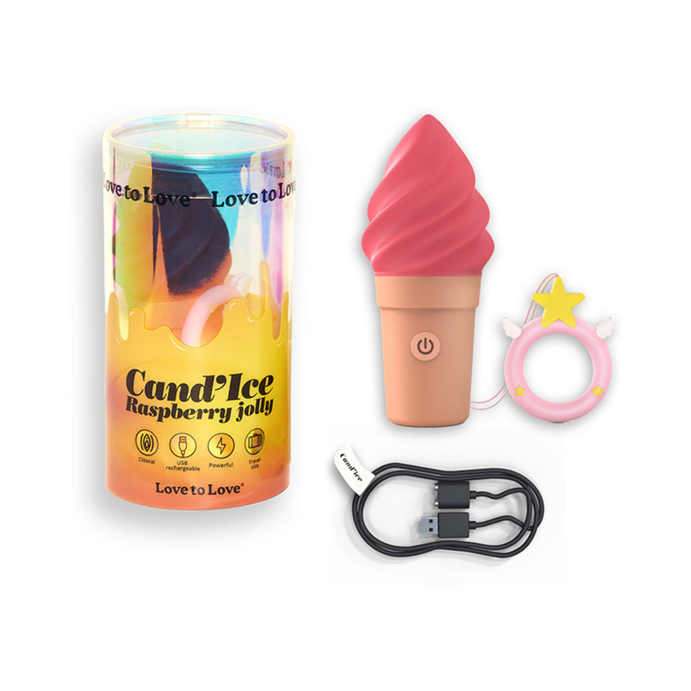 Love to Love Cand''Ice Raspberry Jolly Rechargeable Silicone Ice Cream Vibrator Raspberry