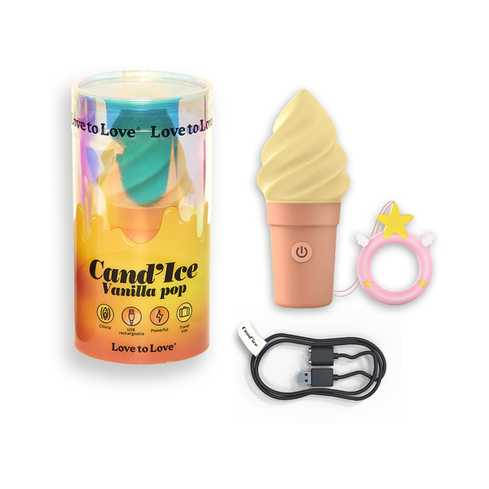 Love to Love Cand''Ice Vanilla Pop Rechargeable Silicone Ice Cream Vibrator Vanilla