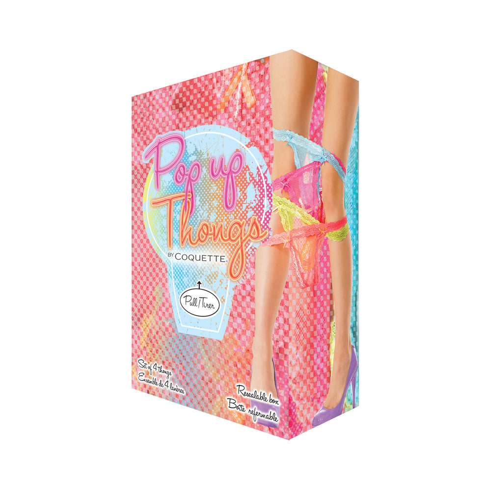 Coquette Pop Up Thong 4-Pack Assorted Colors O/S