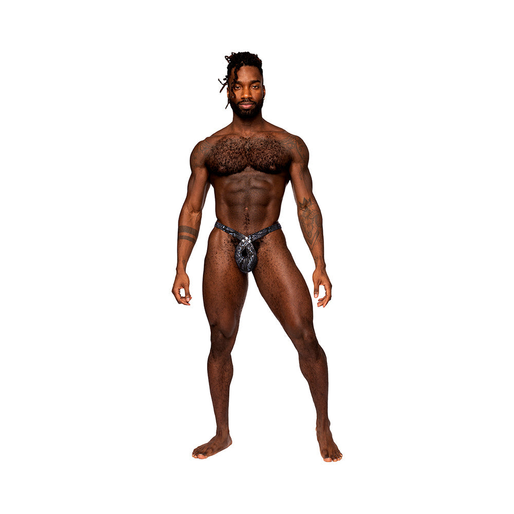 Male Power S''naked Criss Cross Thong Black/Blue L/XL