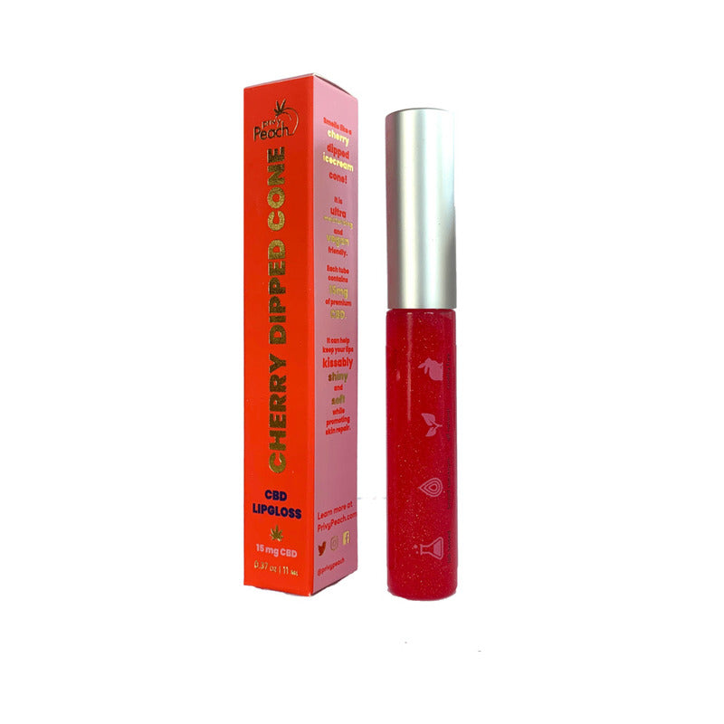 Privy Peach Cherry Dipped Cone CBD Lip Gloss 0.37 oz.