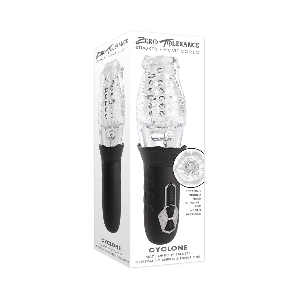 Zero Tolerance Cyclone Rechargeable Vibrating Spinning Stroker Black Clear