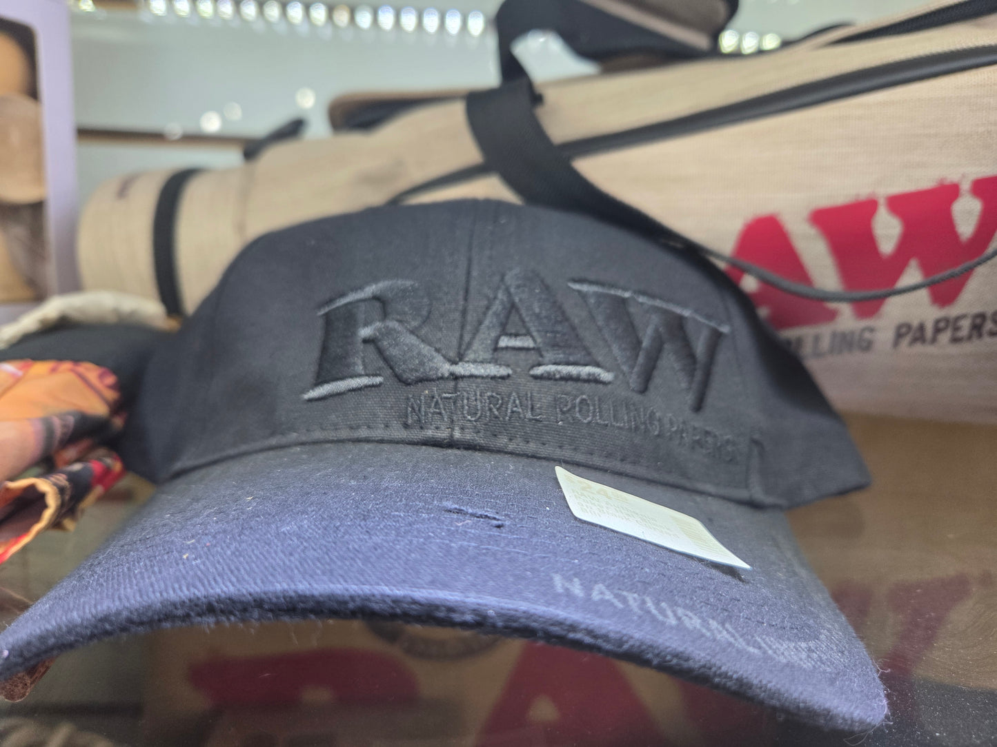 RAW Authenic Poker Hat Black on Black Flat Brim